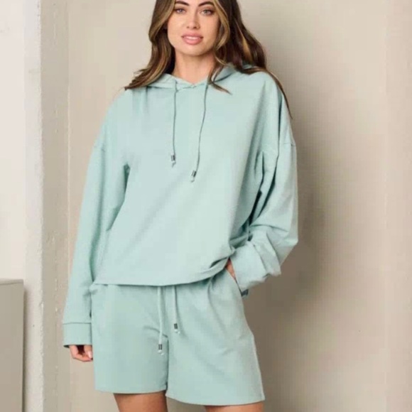 Mint lounge short & hoodie set - Picture 3 of 5